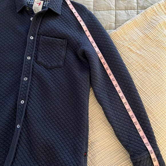 Navy Bubble Knit Shirt - Relwen - Long Sleeve Button Up - Men's Medium - Picture 6 of 8